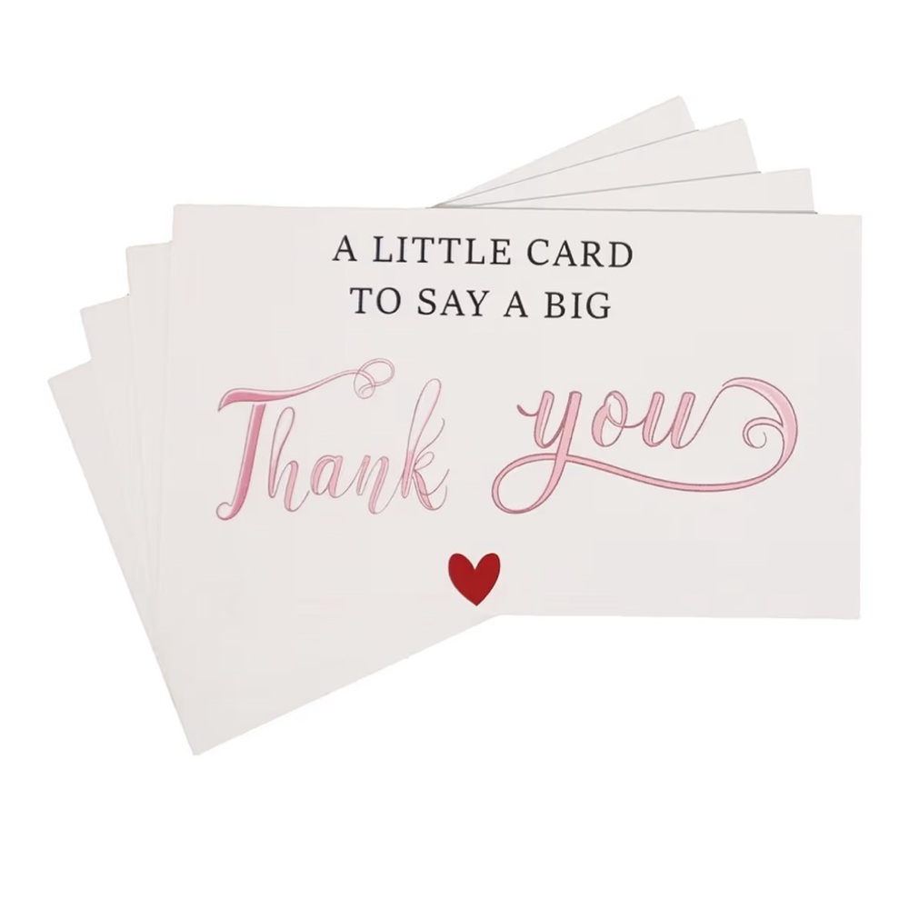 40 Thank You Cards with Pink and Red Accents